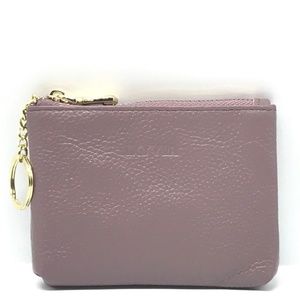 IXYVIA Leather Zip Coin Purse with Keychain Ring